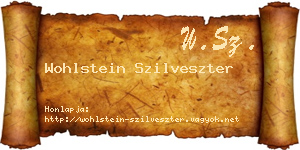 Wohlstein Szilveszter névjegykártya